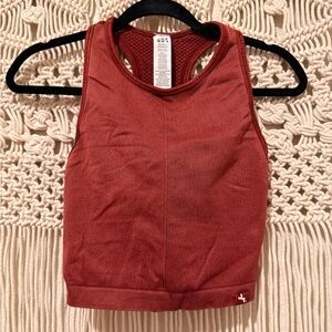 JoyLab Rust Metallic Shimmer Sports Bra Medium – Stylish Workout Top w/ Back Cut